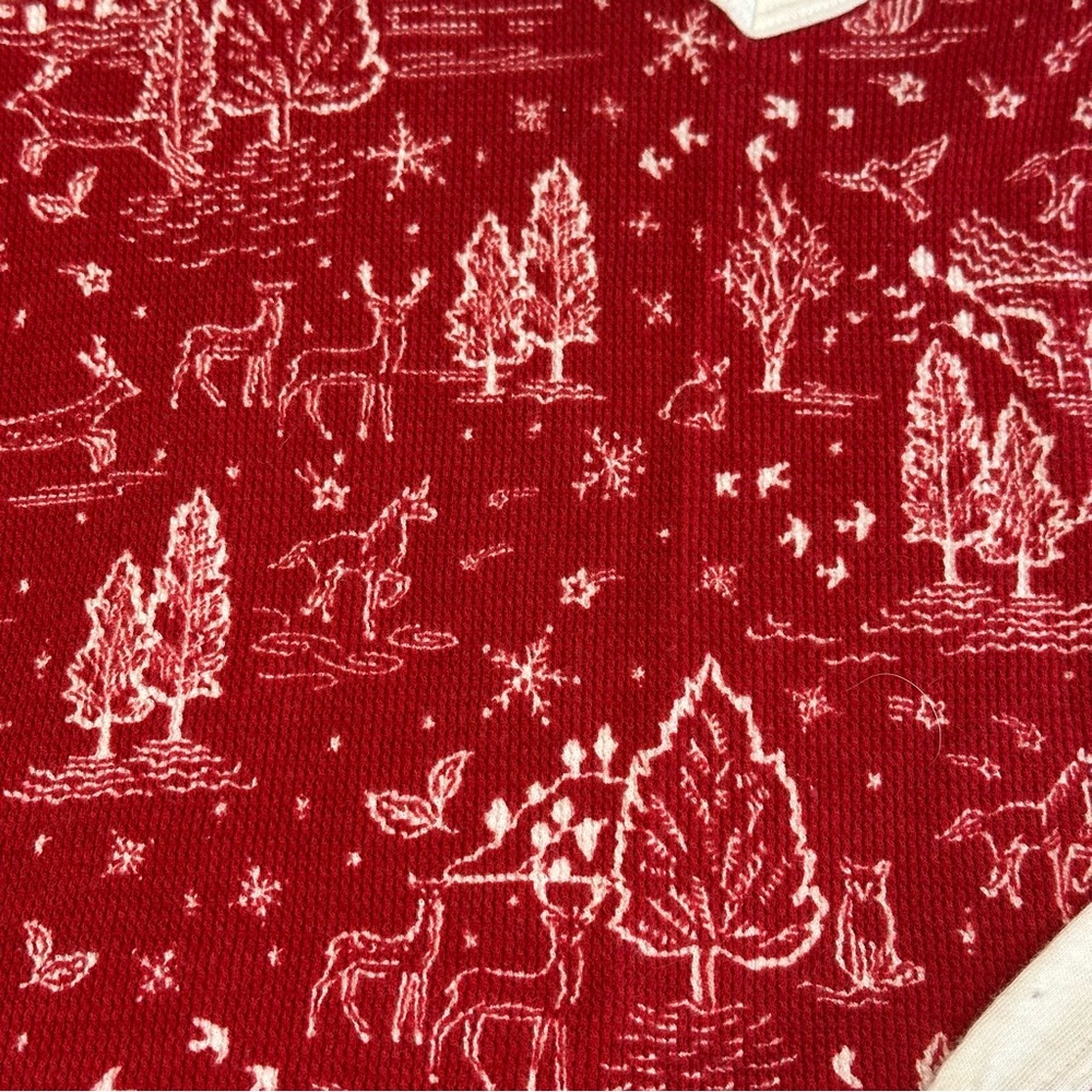 Victoria's Secret Women's Pajamas Medium Red Cream Winter Scene Print Holiday - Picture 3 of 10